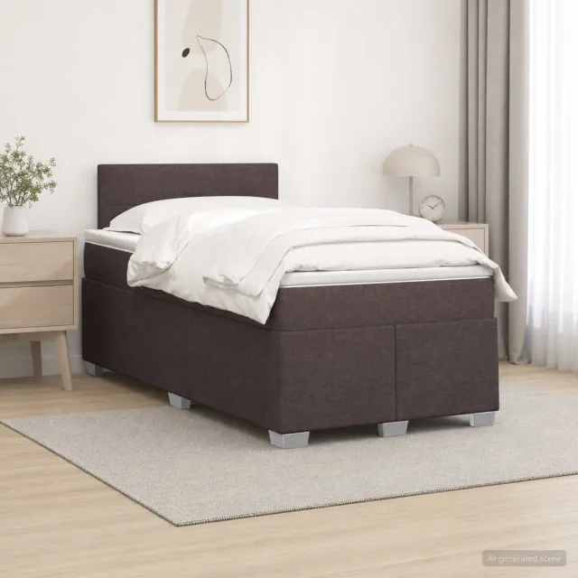 vidaXL Boxspring Bed met Matras en LED Donkerbruin 120 x 190 cm Stof