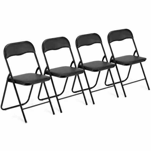 ADSafety Set van 4 Klapstoelen - Vouwstoelen - PVC - Eettafelstoelen - Opklapbare Stoelen - 46 x 50 x 81 CM - Stoelen - Zwart Zwart 4 stuks