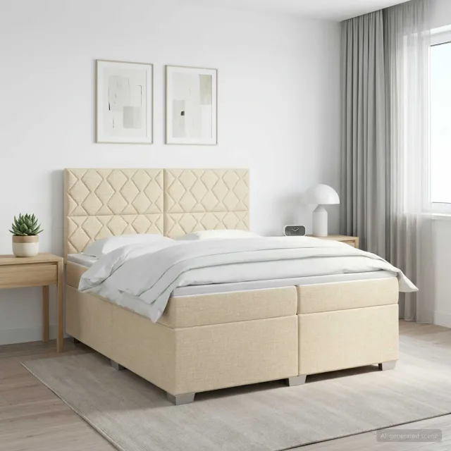 vidaXL Boxspringbed met matras Crèmekleurig 200 x 200 cm Stof