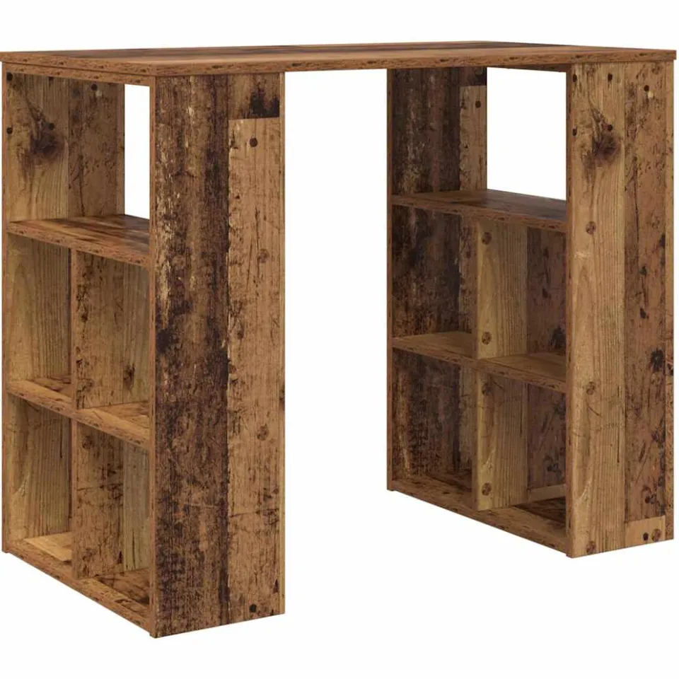 vidaXL Bureau Oud Hout 90 x 50 x 75 cm Bewerkt hout bruin, foto 3