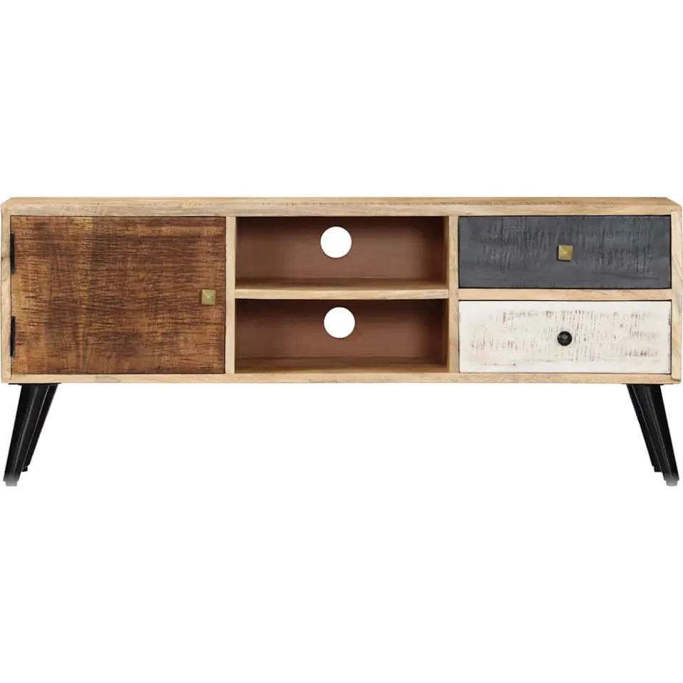 vidaXL Tv-meubel 115x30x47 cm massief mangohout bruin, foto 2
