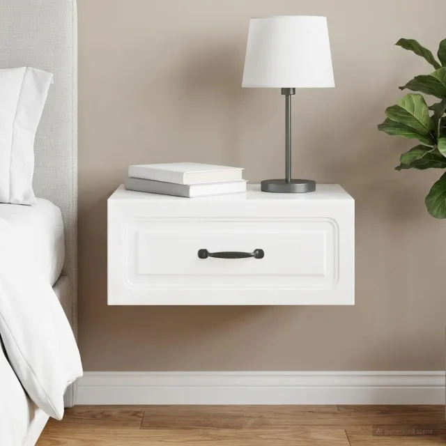 vidaXL Wandbeugel Bedkast Hoogglans Wit 49 x 34,5 x 20 cm Bewerkt hout, foto 2