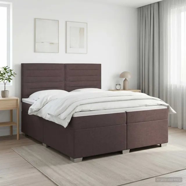 vidaXL Boxspringbed met matras Donkerbruin 200 x 200 cm Stof