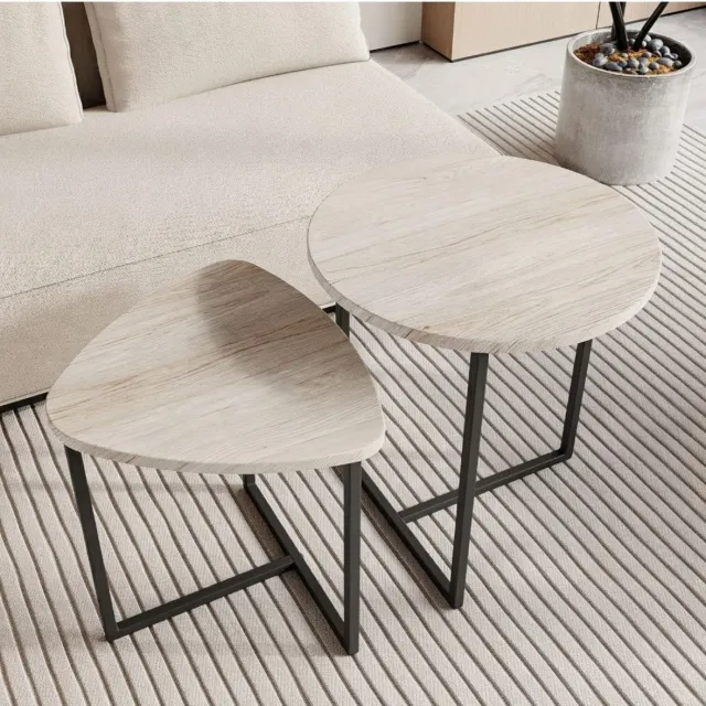 Imperatoris Salontafel - Geschikt voor Woonkamer, Thuiskantoor & Buiten - Stijlvolle Salon Tafel en Sidetable - Set van 2 - Beige en Zwart - van Imperatoris