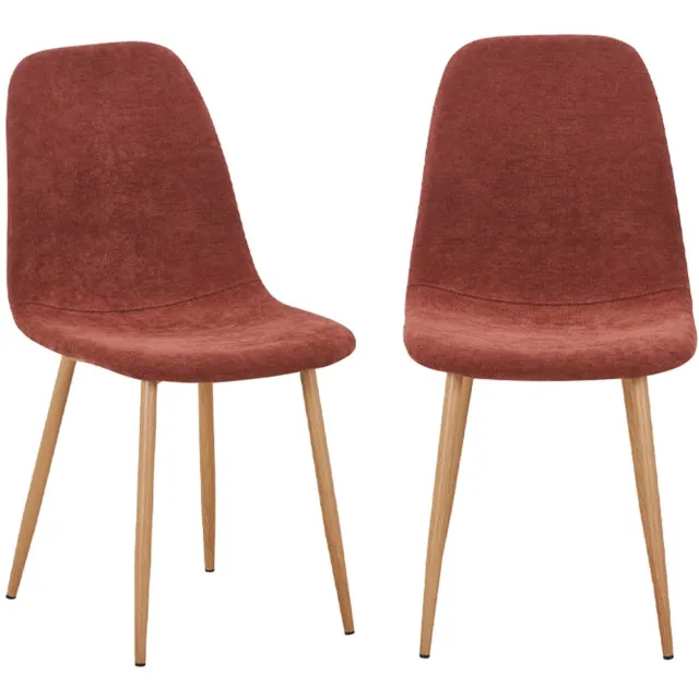 sweeek Set van 2 stoelen houtdecor en stof - vera Rood