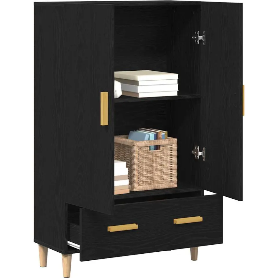 vidaXL Highboard Zwart Eiken 70 x 31 x 115 cm Bewerkt hout