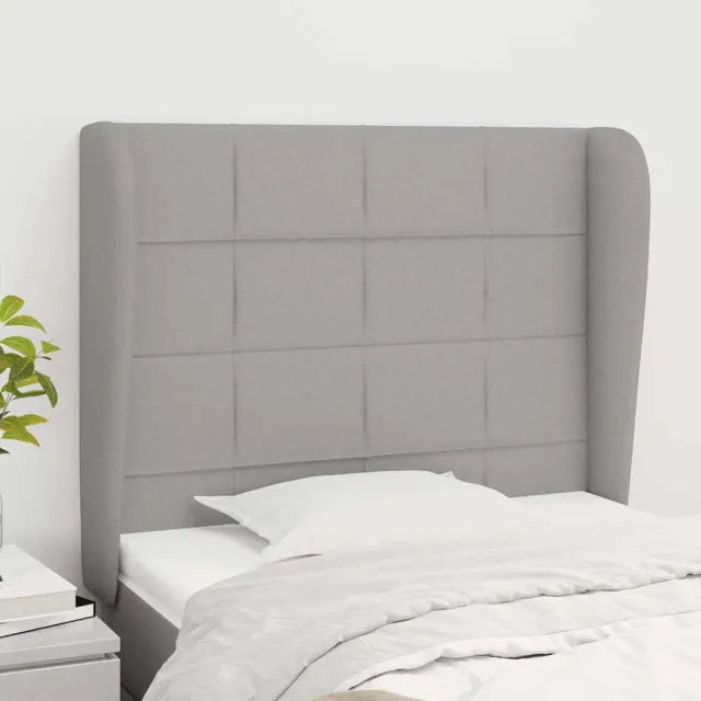 vidaXL Hoofdbord met randen 103x23x118/128 cm stof lichtgrijs