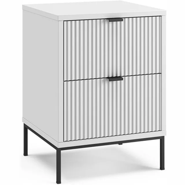 Vicco Nachtkastje Eliza, Wit/Zwart, 40 x 55.4 cm met 2 laden