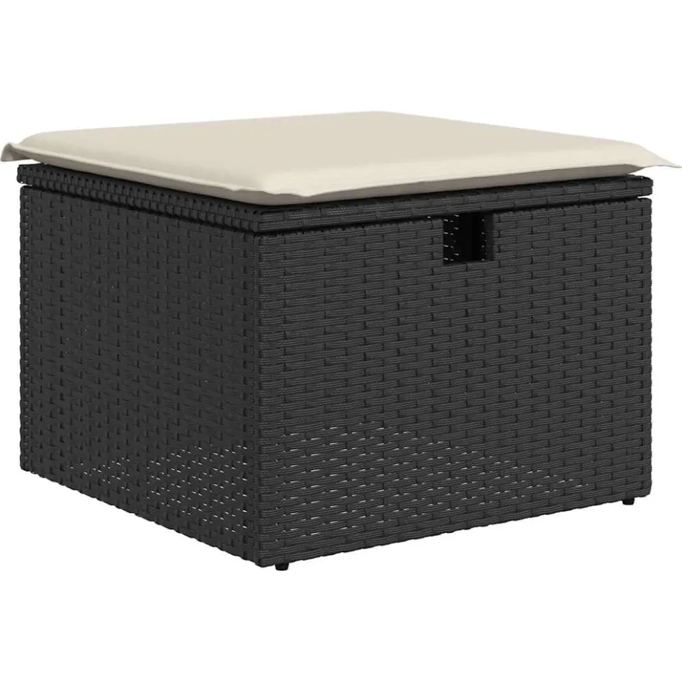 vidaXL 7-delige Loungeset met kussens poly rattan zwart, foto 4