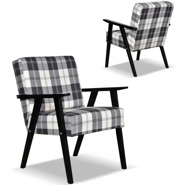 Family Meble SOLER - Fauteuil Retro - Stijlvolle Bekleding - Comfortabel - Hoogwaardige Materialen Blauw;Wit