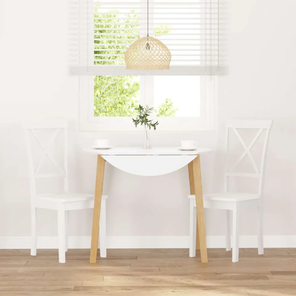 vidaXL Eetkamerstoelen 2 st massief hout rubber wit, foto 3