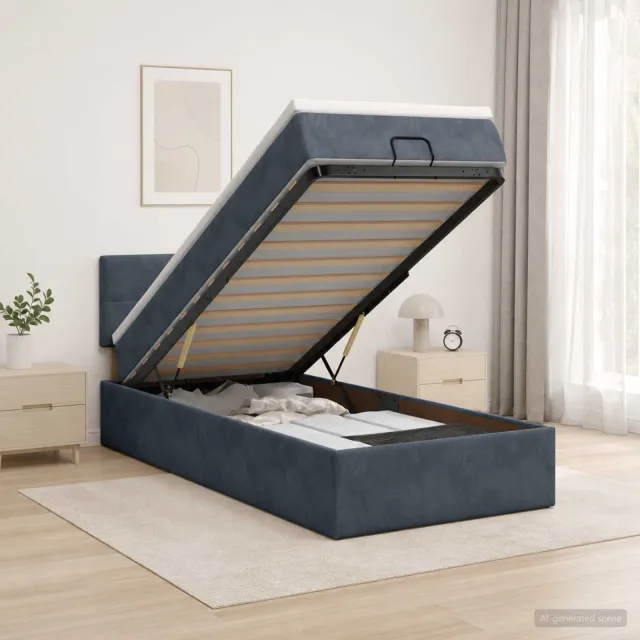 vidaXL Ottoman bed met matras Donkergrijs 100 x 200 cm Fluweel
