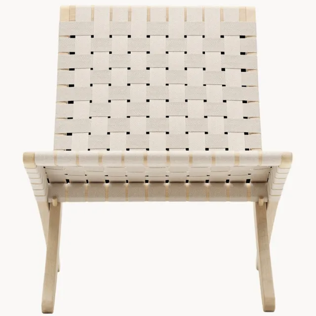 Carl Hansen & Søn Inklapbare loungefauteuil MG501 Cuba met papieren koord Wit