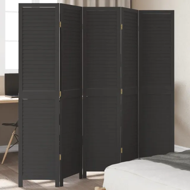 vidaXL Kamerscherm met 5 panelen massief paulowniahout zwart, foto 2