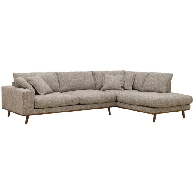 DÉJA Living Hoekbank Flint Taupe Rechts – Taupe Stof – 3-Zits – Loungebank 303x212cm – Comfortabel en Stijlvol