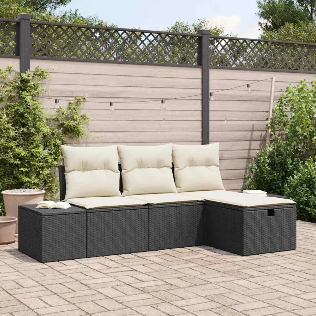 vidaXL Tuin Sofa Set 4 st poly rattan lichtgrijs, foto 2