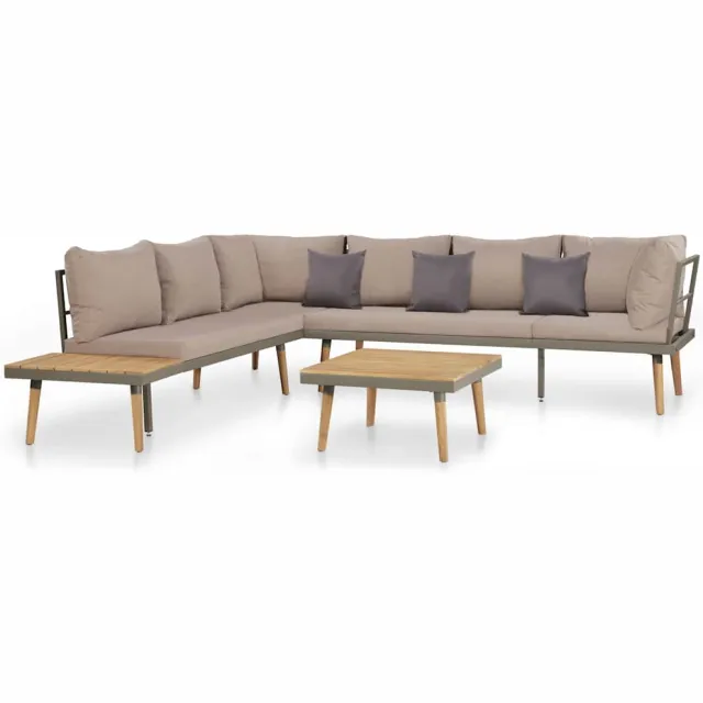 vidaXL 4-delige Loungeset met kussens massief acaciahout bruin