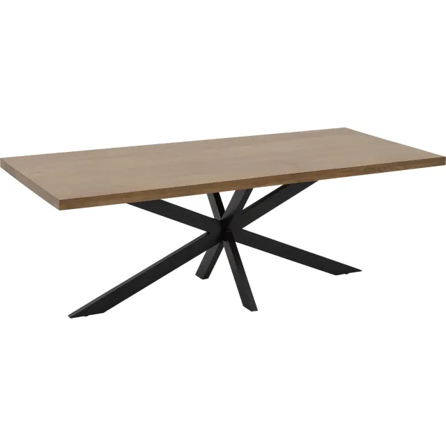 Goossens Eettafel Lecca - 220 x 76 x 100 - mango - bruin - rechthoekig mango light naturel gelakt