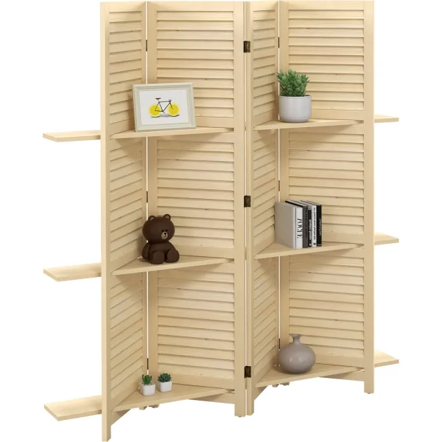 Homcom kamerverdeler - paulowniahout - 160x1,9x170cm - natuurlijk hout