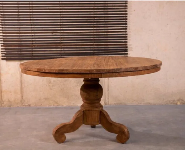 Meubelplaats Ronde Teak Eettafel Dingklik met Bolpoot - 130 cm Bruin