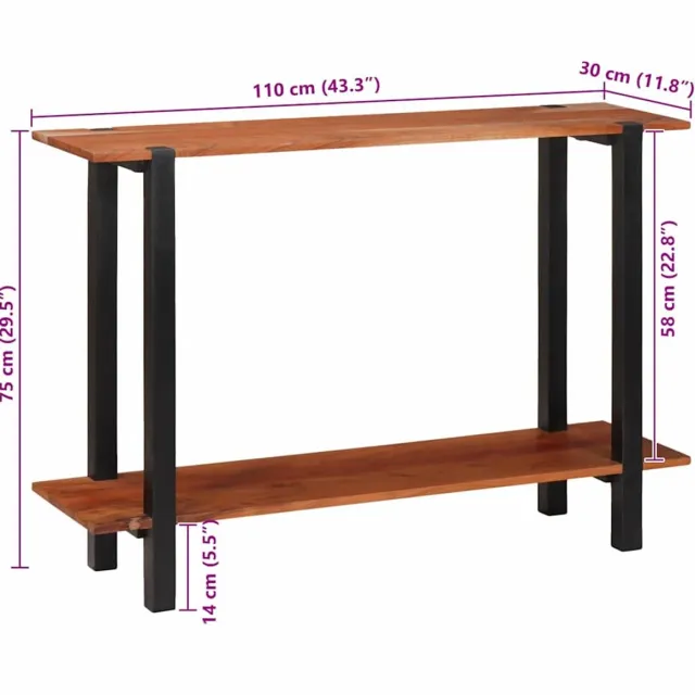 vidaXL Wandtafel - met - plank - met - opslag - Bruin - en - Zwart - 110 - x - 30 - x - 75 - cm Bruin en zwart
