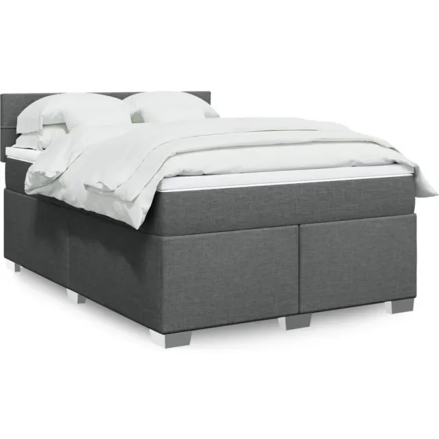 vidaXL Boxspring met matras stof donkergrijs 140x200 cm grijs