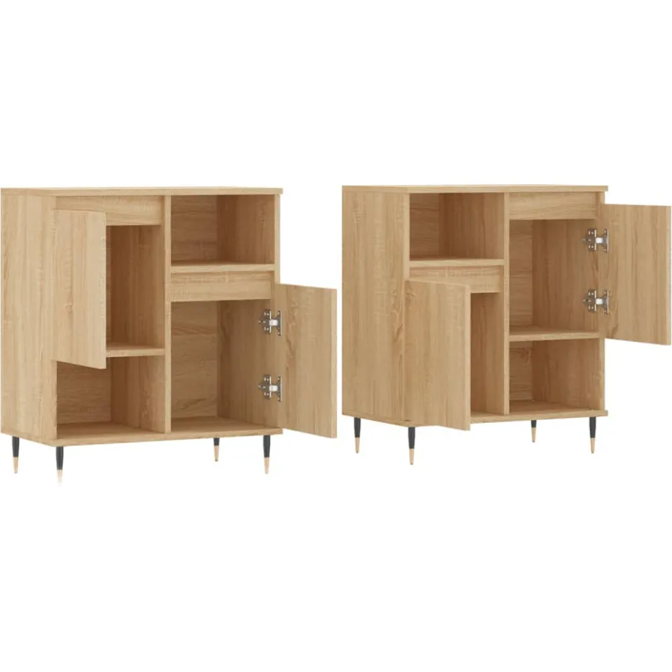 vidaXL Dressoirs 2 st bewerkt hout sonoma eikenkleurig Bruin