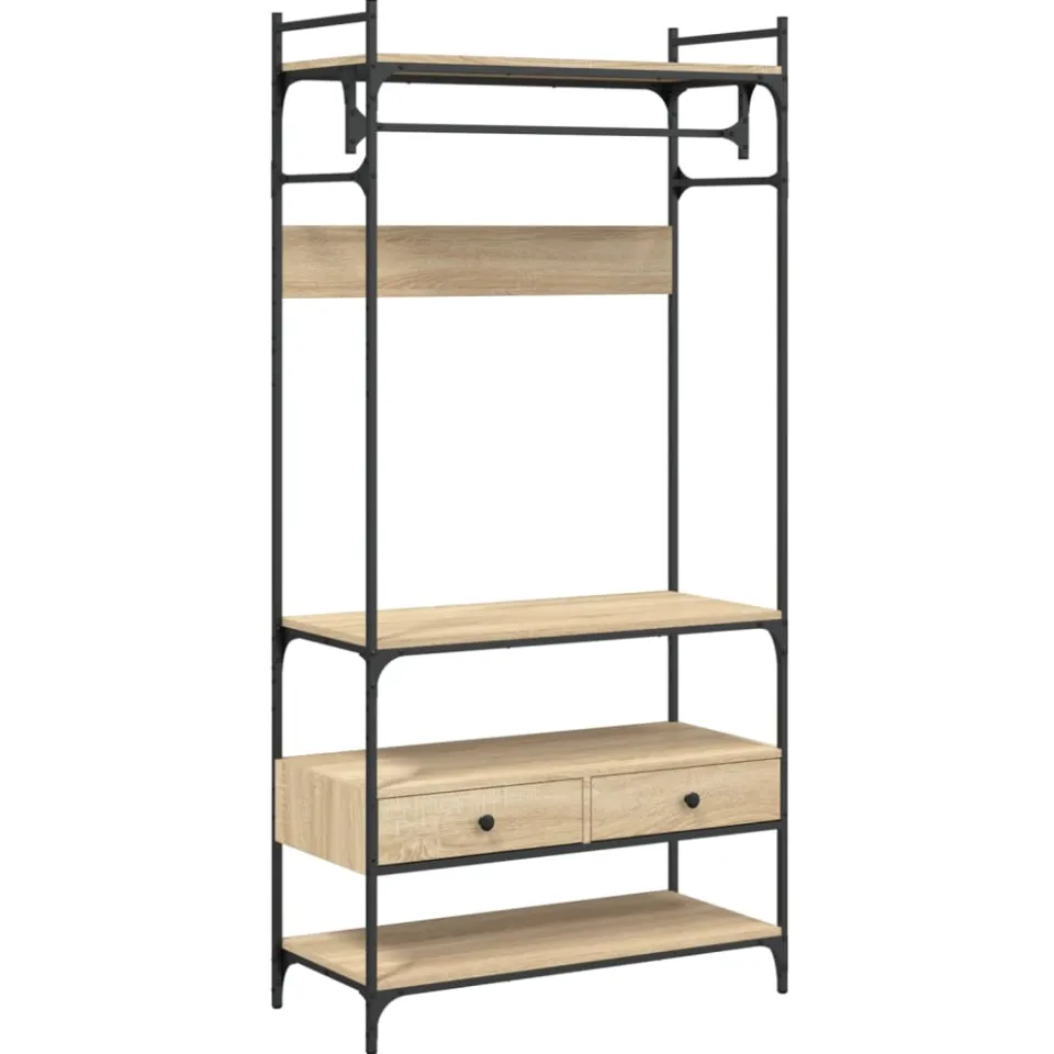 vidaXL Kledingkast met lades 89x39x184,5 cm bewerkt hout sonoma eiken Bruin