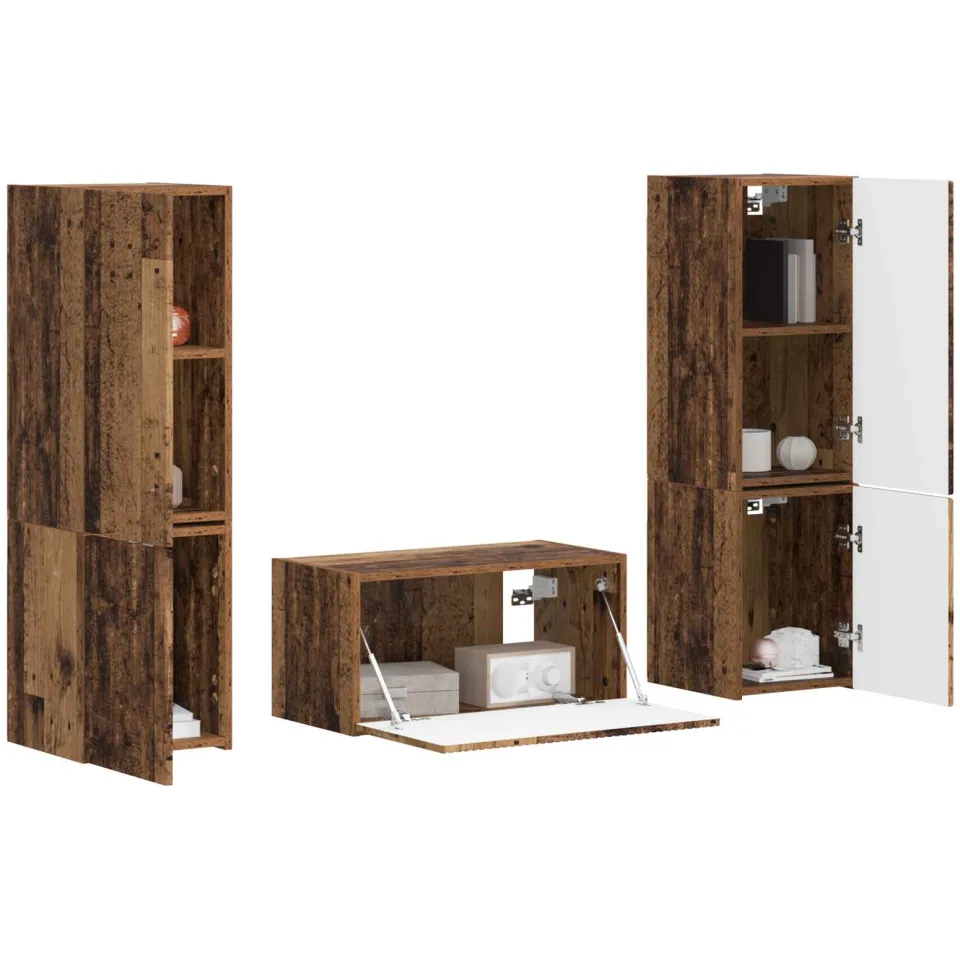 vidaXL Tv-meubelset 5 st Oud Hout Bewerkt hout Bruin