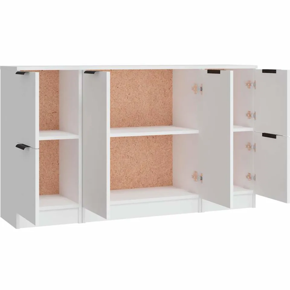 vidaXL Dressoirs 3 st bewerkt hout wit, foto 4