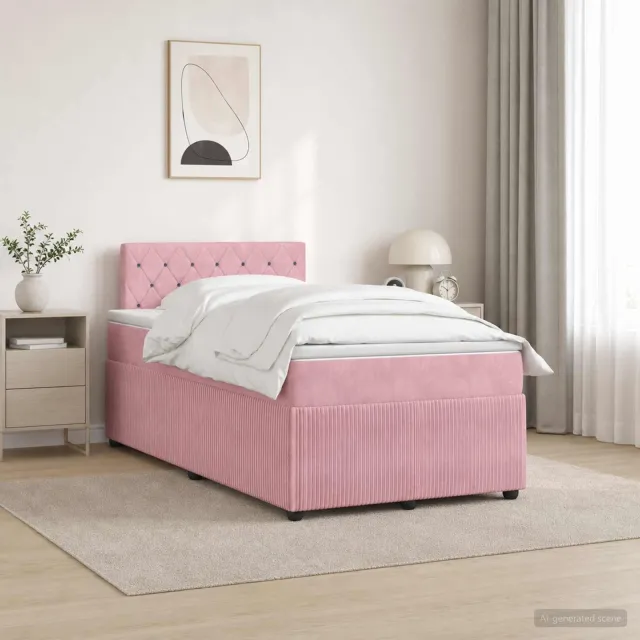 vidaXL Boxspringbed met matras Roze 120 x 190 cm Fluweel