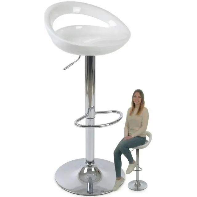 orio Barhocker HK-01-BI Wit Chroom Keuken Hoge Stoel Verstelbaar ABS