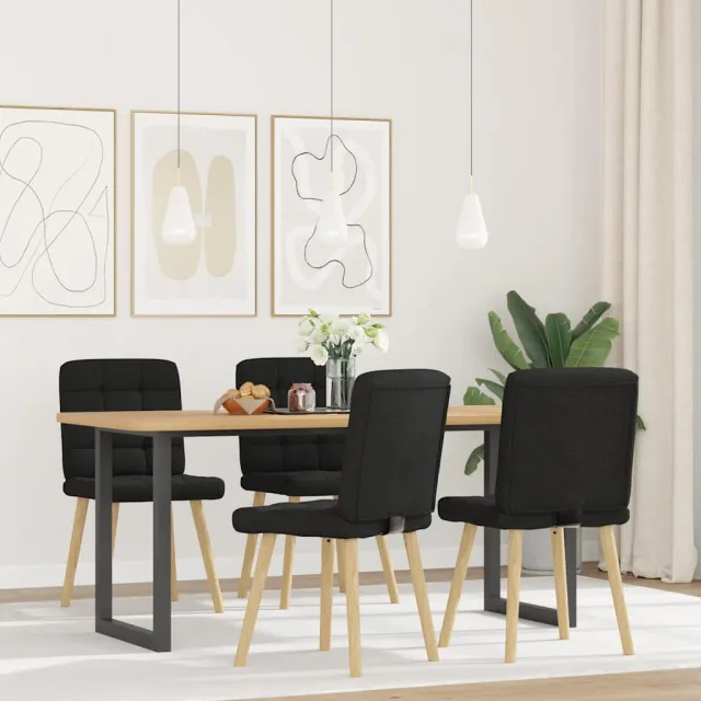 vidaXL Eetkamerstoelen 4 st stof zwart, foto 2