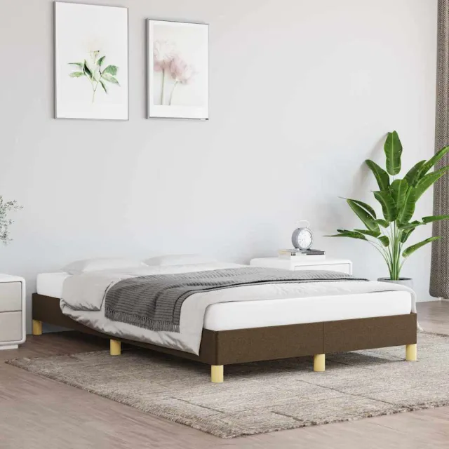 vidaXL Bedframe zonder matras 120x200 cm stof donkerbruin