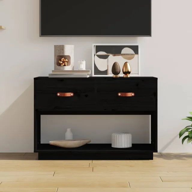 vidaXL Tv-meubel 90x40x60 cm massief grenenhout zwart, foto 2