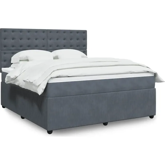 vidaXL Boxspring met matras fluweel donkergrijs 180x200 cm grijs