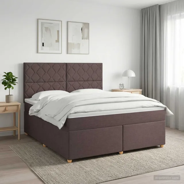 vidaXL Boxspringbed met matras Donkerbruin 160 x 200 cm Stof bruin