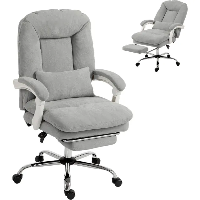 Homcom Bureaustoel - Fluweel (100% polyester) - 64 x 70 x 116 cm - Lichtgrijs
