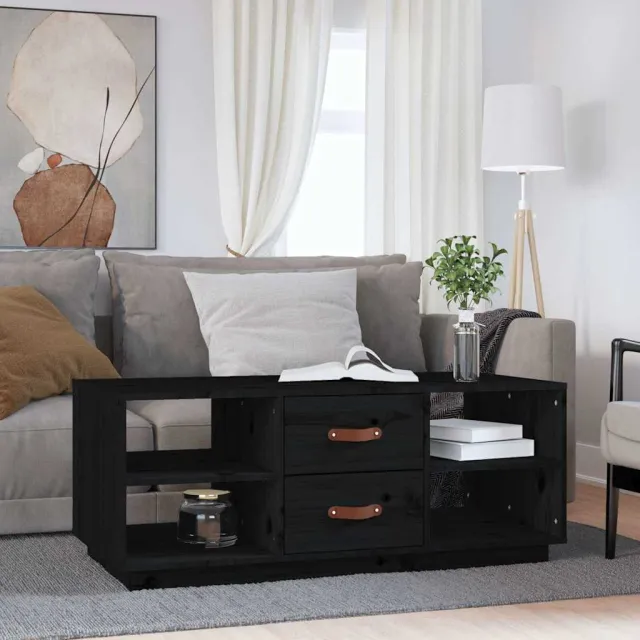 vidaXL Salontafel 100x50x41 cm massief grenenhout zwart, foto 2