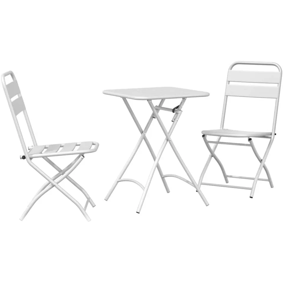 vidaXL Bistroset 3 st Wit Staal, foto 3