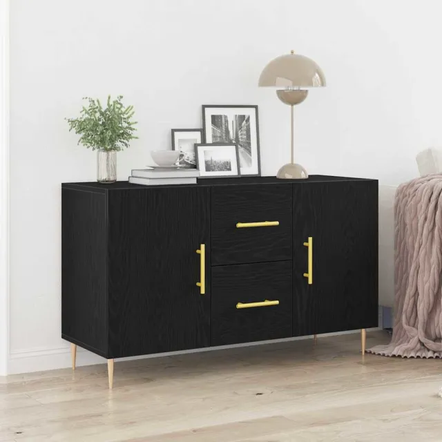 vidaXL Dressoir Zwart Eiken 100 x 36 x 60 cm Bewerkt hout