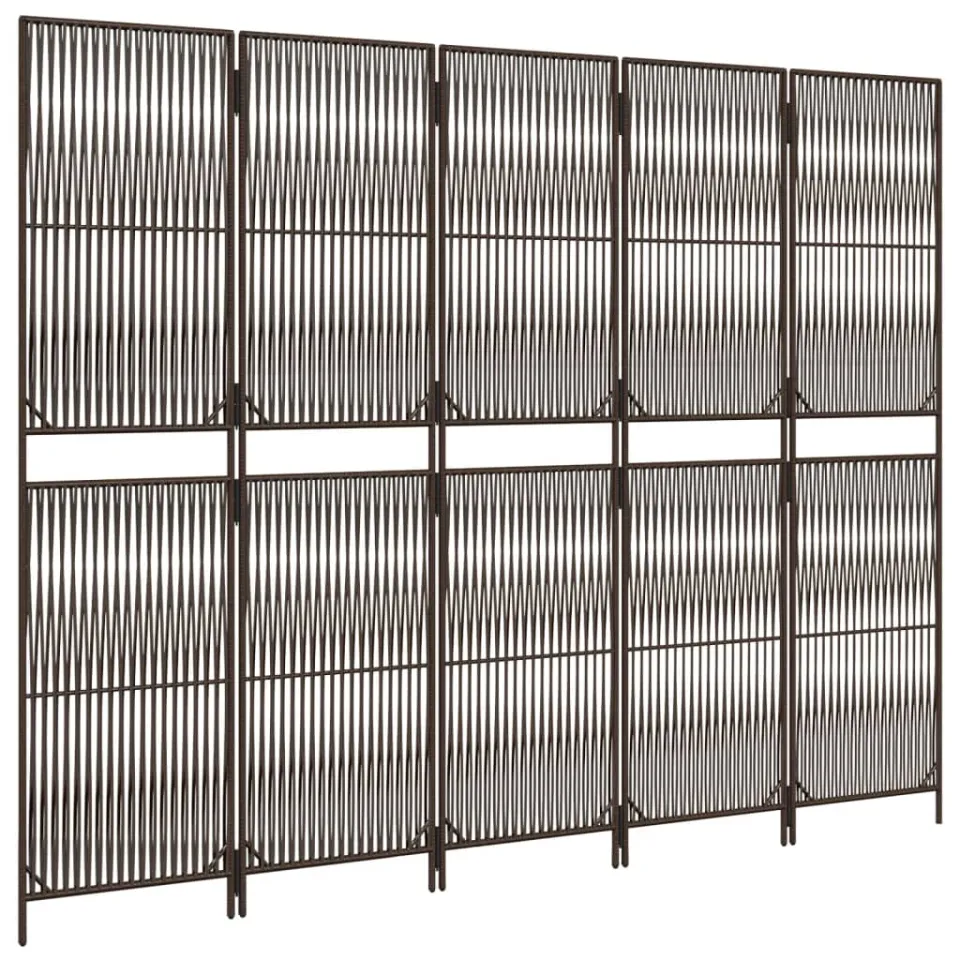 vidaXL Kamerscherm 5 panelen poly rattan bruin, foto 5