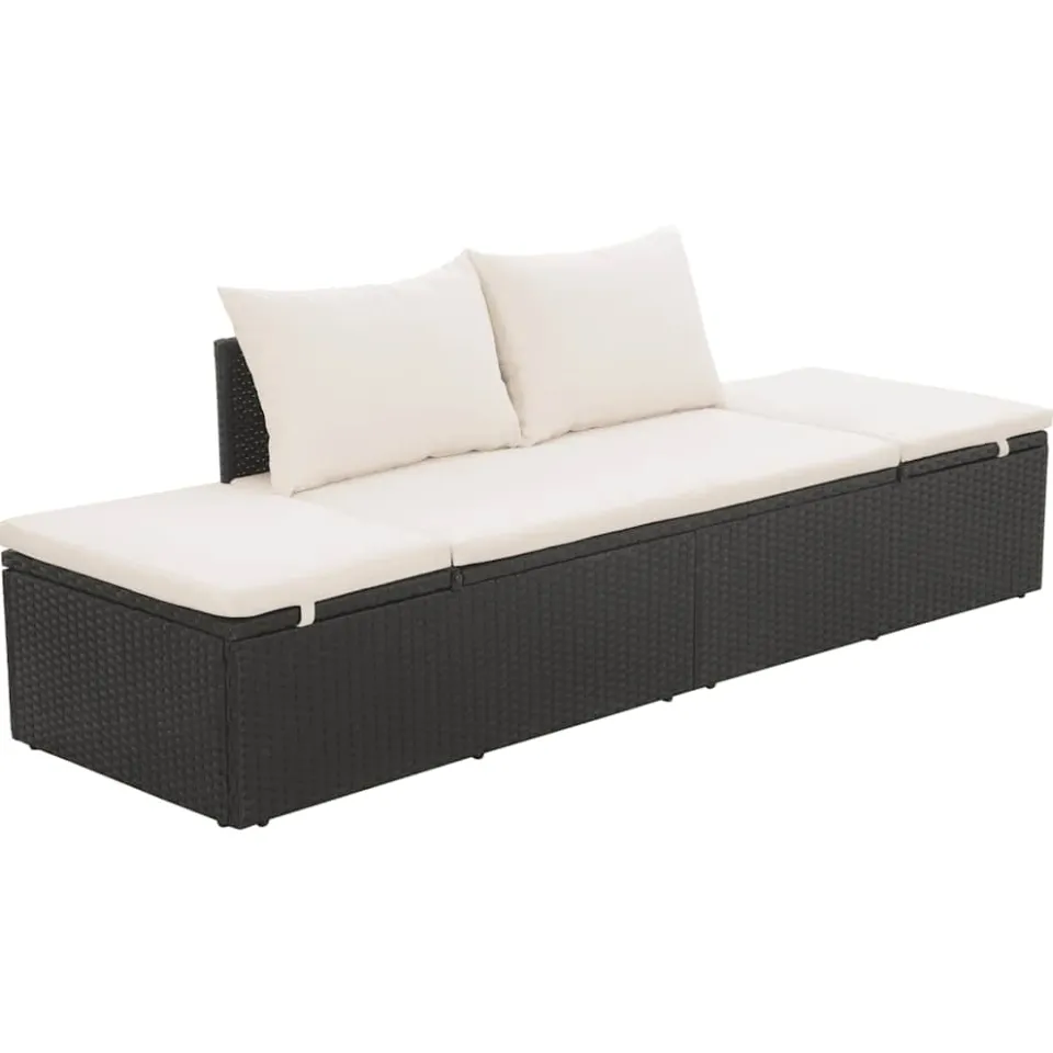 vidaXL Tuinbed 195x60 cm poly rattan zwart, foto 4
