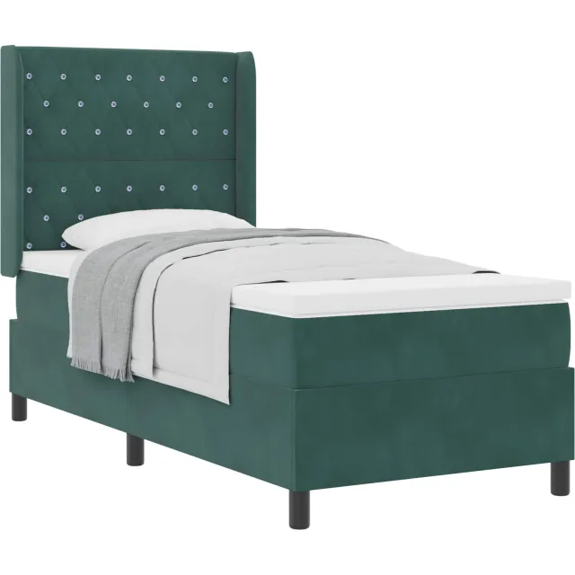 vidaXL Boxspringbed met matras Donkergroen 90 x 190 cm Fluweel