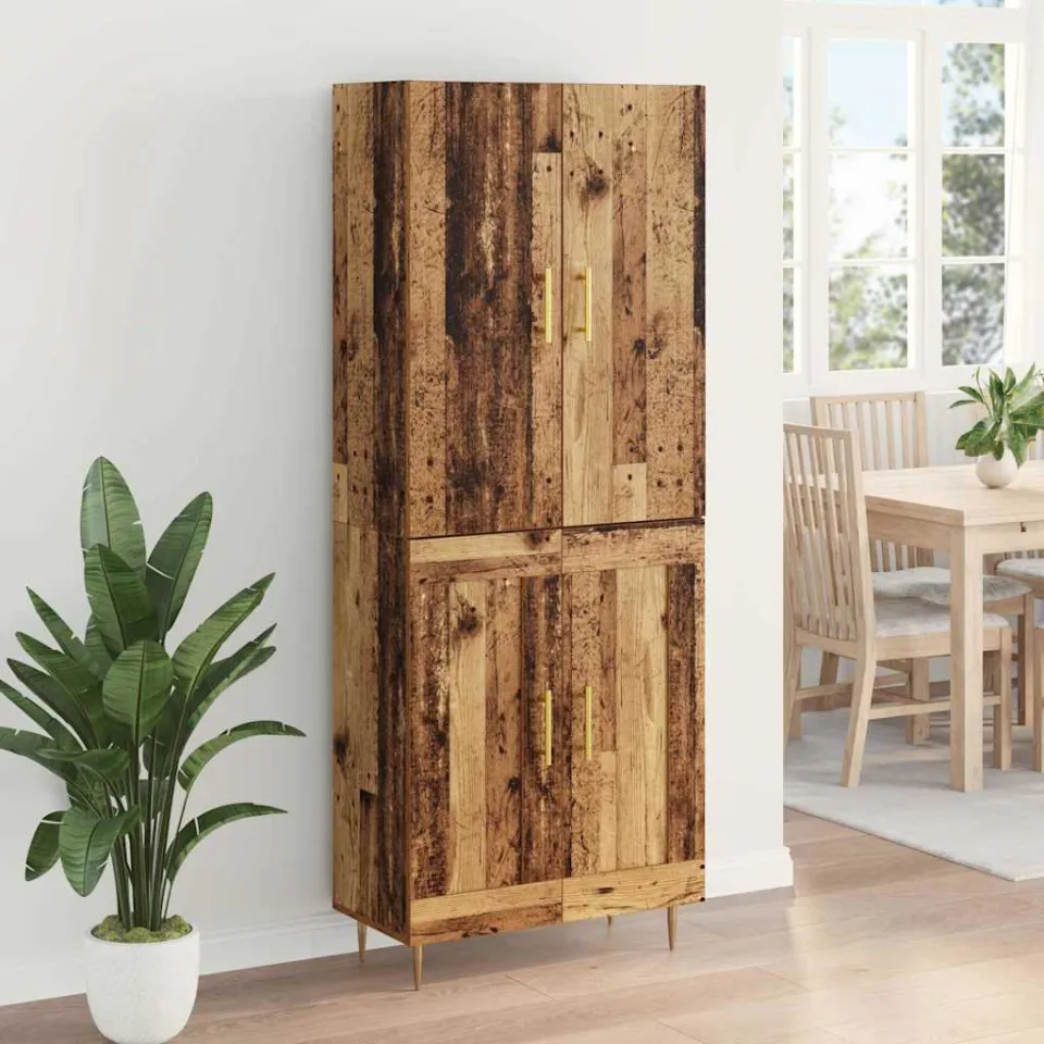 vidaXL Highboard Oud Hout 69,5 x 34 x 180 cm Bewerkt hout bruin, foto 4