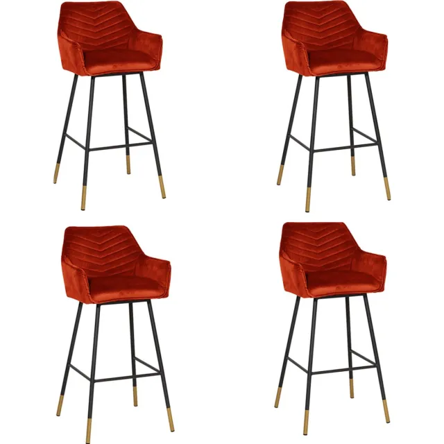 Bronx71 Velvet barkruk Fiona koper 65-78 cm - Barkrukken set van 4 - barstoel