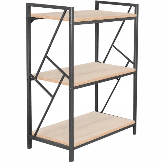 Furnitex R2(3P)-FX - Lage Loftboekenkast - Sonoma Eiken - 3 Planken - Zwart Metalen Frame Sonoma Eiken;Zwart