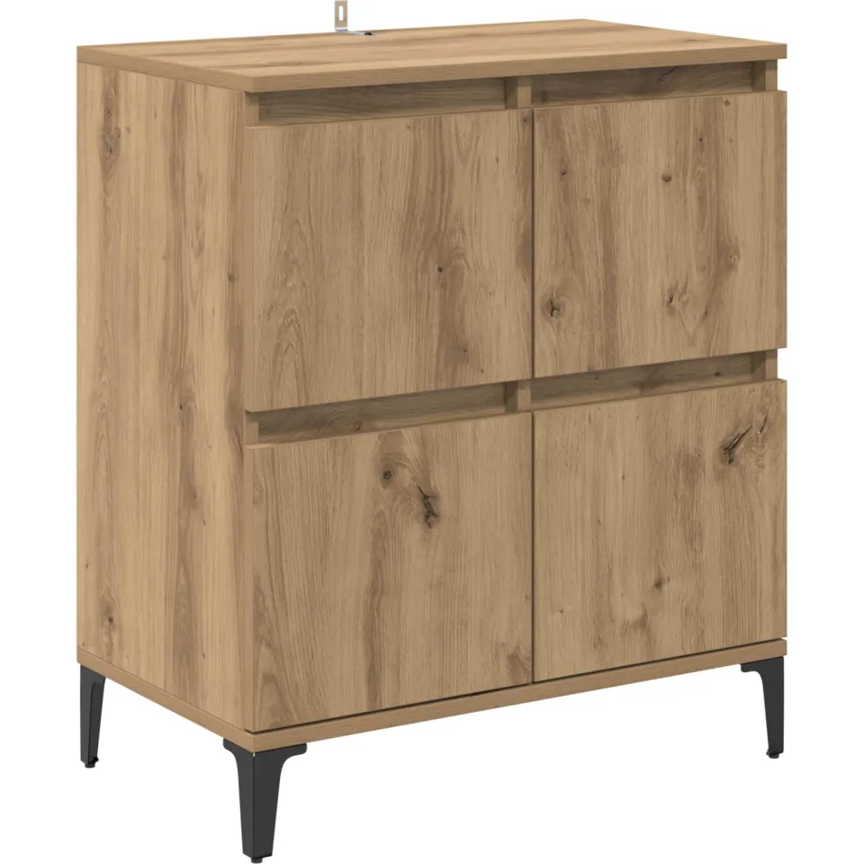 vidaXL Dressoir Artisan Eiken 60 x 35 x 70 cm Gemonteerd hout en ijzer, foto 3