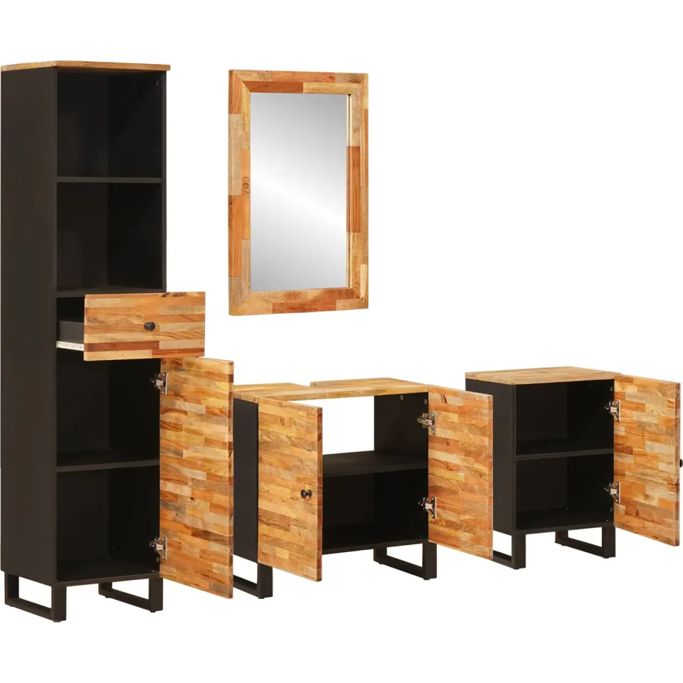 vidaXL Badkamer Sets met lade met plank Naturel Massief Mango Hout, foto 2