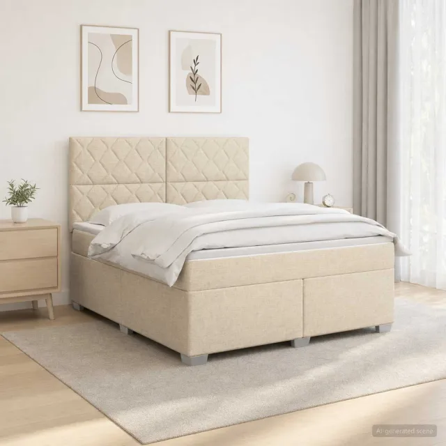 vidaXL Boxspringbed met matras Crèmekleurig 140 x 200 cm Stof
